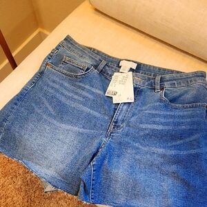 H&M High Waist Blue Denim Shorts